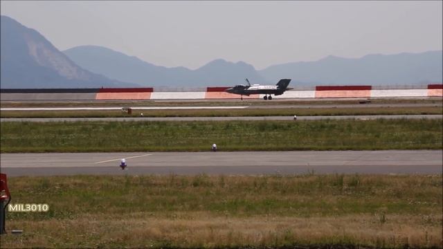 Green Knights in Japan. F-35B Lightning II fighters perform a vertical landing.