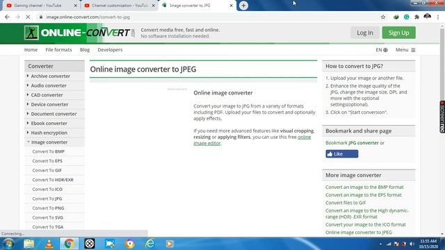 how to change the picture of your channel with help of an online converter