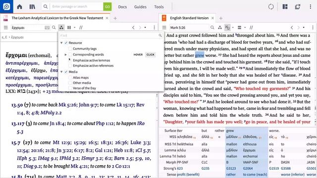 Emphasize Active References | Logos Bible Software