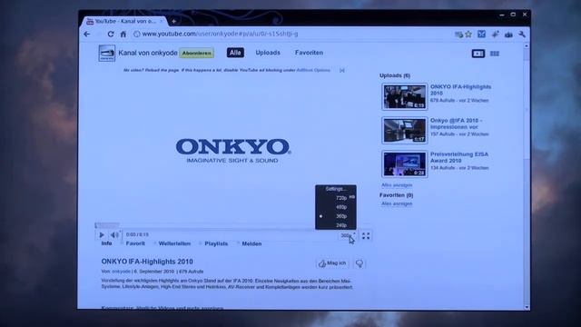 ONKYO AVR AV Home Cinema Receiver - PC Video Input