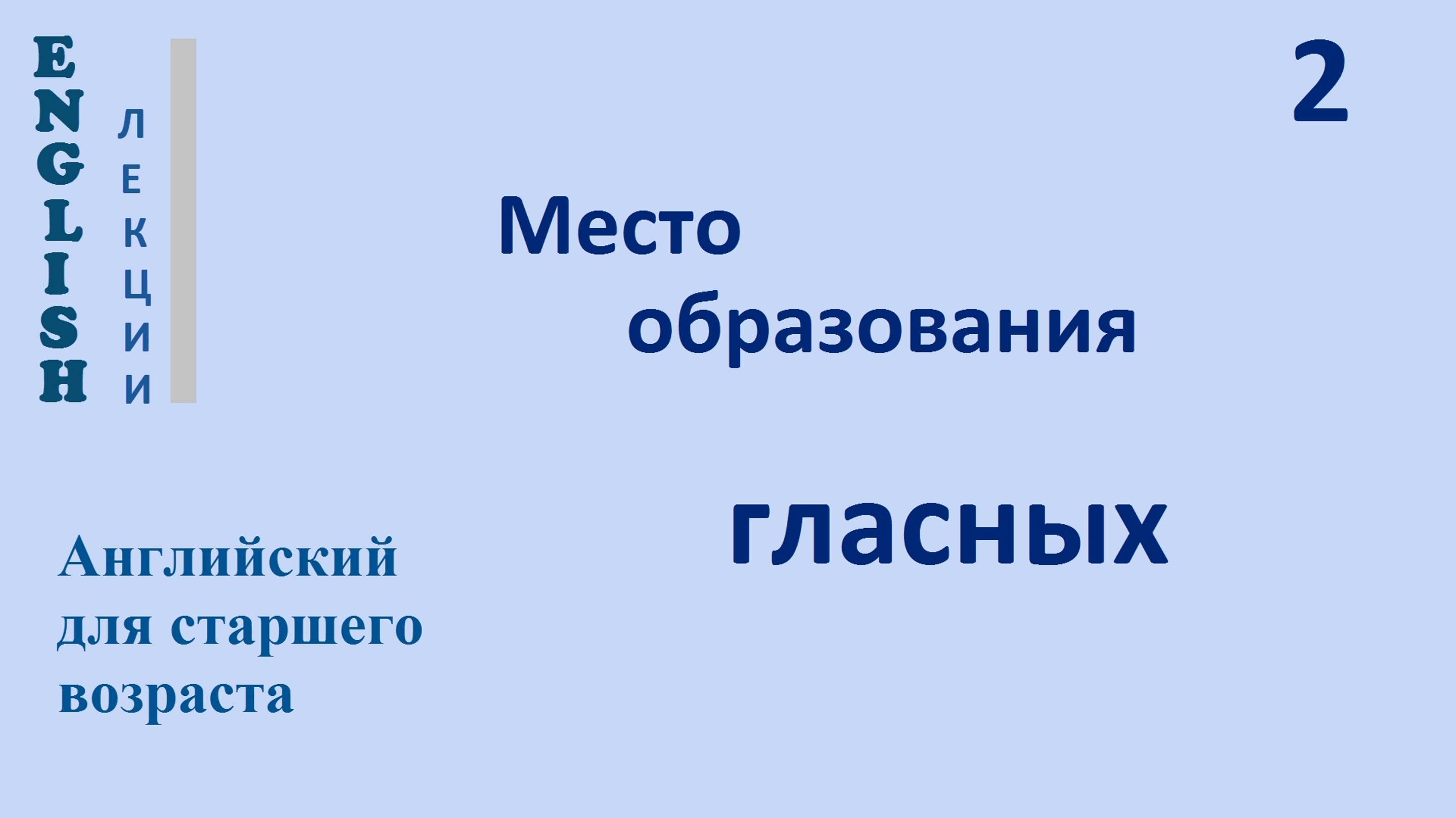 2 ЛЕКЦИЯ МЕСТО ОБРАЗОВАНИЯ ГЛАСНЫХ.  Английский язык English