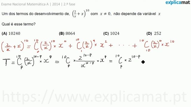Binómio de Newton | Exame Nacional Matemática