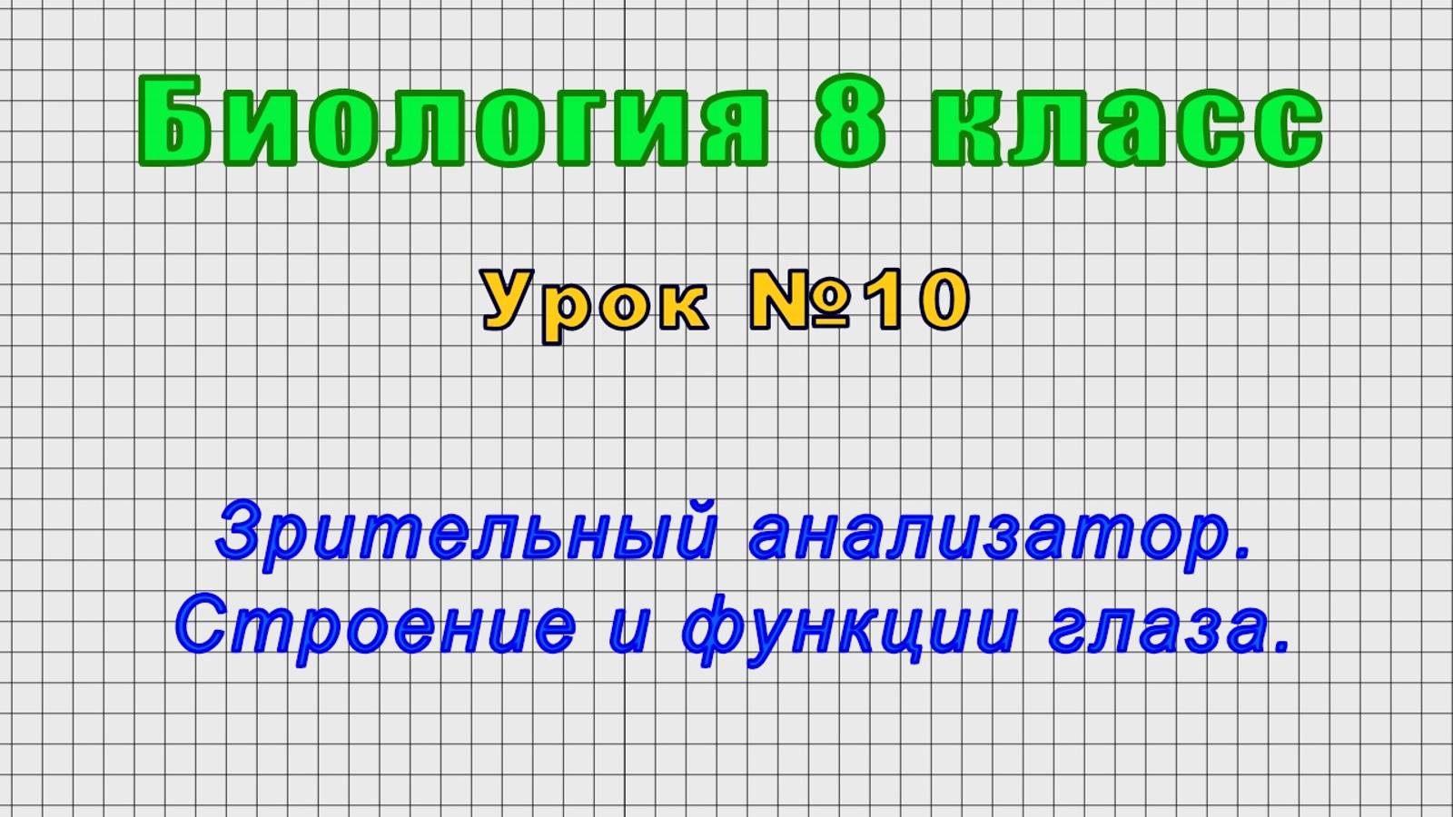 Биология 8 класс (Урок№10 - Зрительный анализатор. Строение и функции глаза.)