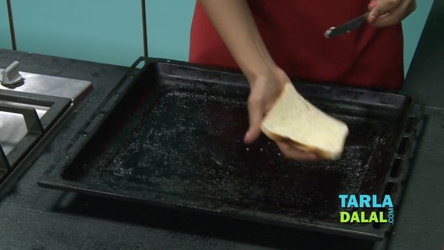 Onion, Tomato and Cheese Open Toast by Tarla Dalal