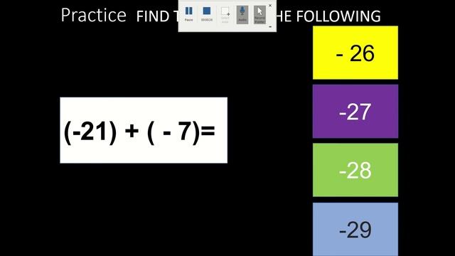 ADDITION OF INTEGERS