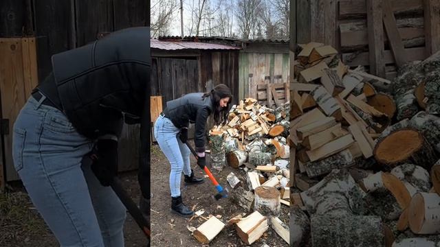 Приехала к бабушке помочь с дровами