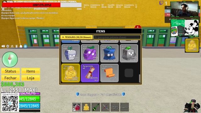 LIVE - Blox Fruits, SORTEIO DE (BUDDHA PERM e KITSUNE) AGORA. Faltam 453 seguidores! #bloxfruits