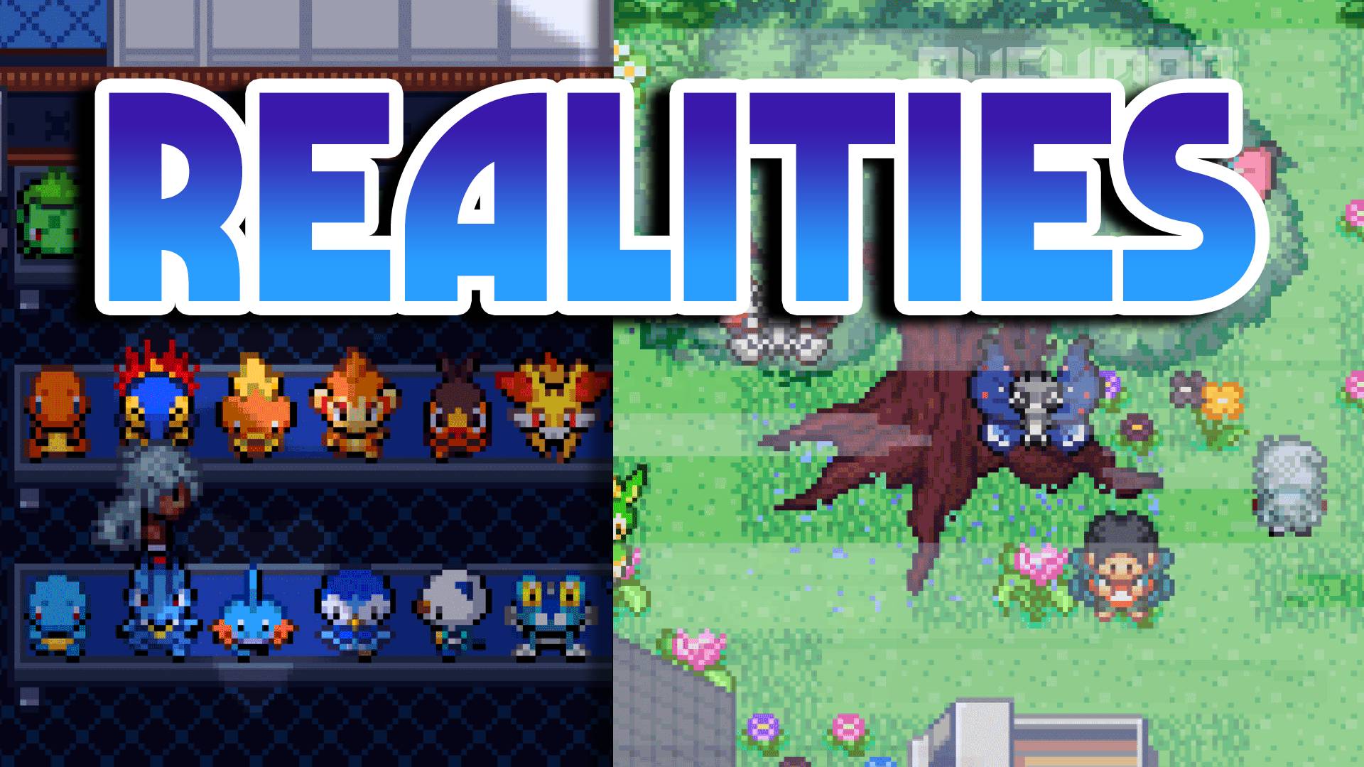 Pokemon Realities — фанатская игра, 18 лидеров спортзалов, побочные квесты, ограничение уровня, хоро