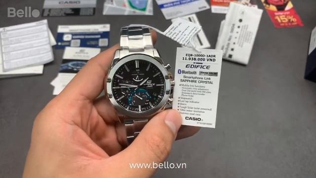 Casio Edifice EQB-1000D-1A - siêu mỏng, mặt saphia, kết nối smartphone