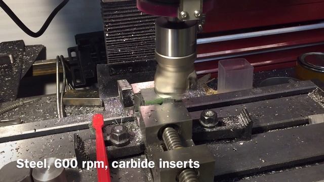 Milling steel with face end cutter on Opti lathe