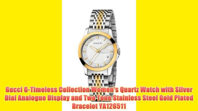 Gucci G-Timeless Collection Women's Quartz Watch with Silver Dial Analogue Display and Two