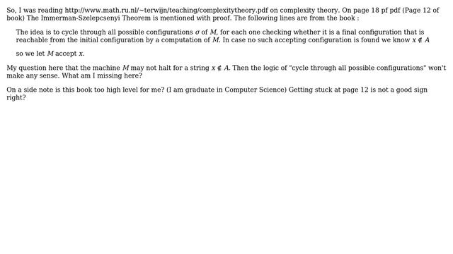 Halting problem with Proof of The Immerman-Szelepcenyi Theorem (knowledge of the theorem might...