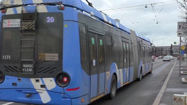 Троллейбус АКСМ-433030 "Vitovt Max II" №1171 с маршрутом №20 "Метро Нарвская - Авангардная улица"