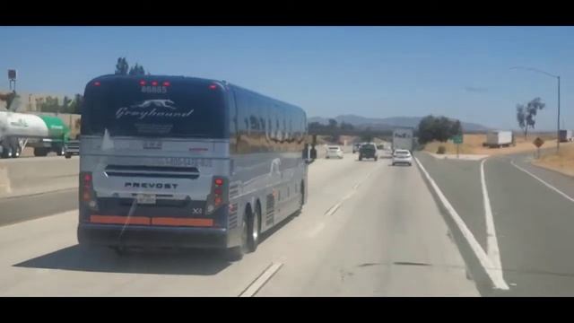 Eastbound Greyhound Prevost 3X-45 bus#86885 on I-10 east in Redlands CA