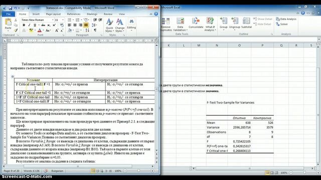 Проверка на хипотези-независими извадки (Hypothesis testing - independent samples)
