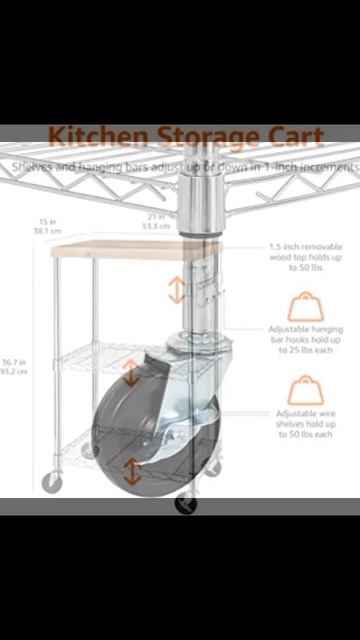 Amazon Basics Kitchen Storage Microwave Rack Cart on Caster Wheels with Adju https://amzn.to/43PbHx