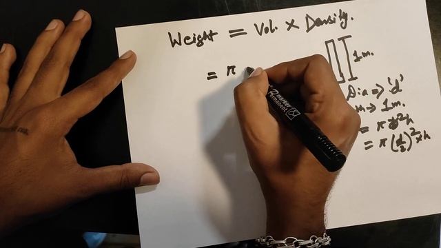 Derivation of formula for unit weight of steel in 30secs . D2/162.