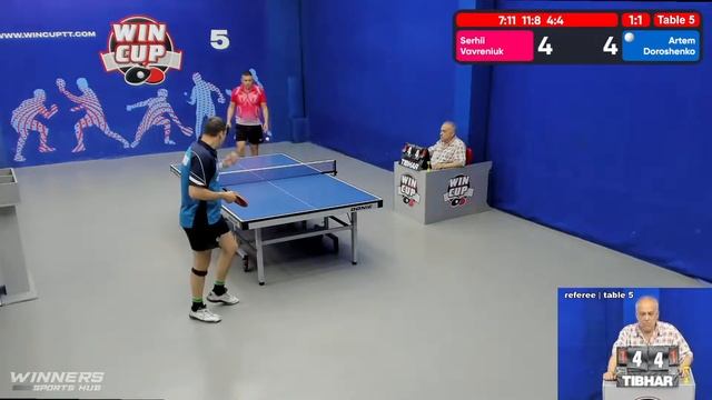 13:30 Вавренюк Сергей 2-3 Дорошенко Артём стол 5 ЮГ-4 03.06.22