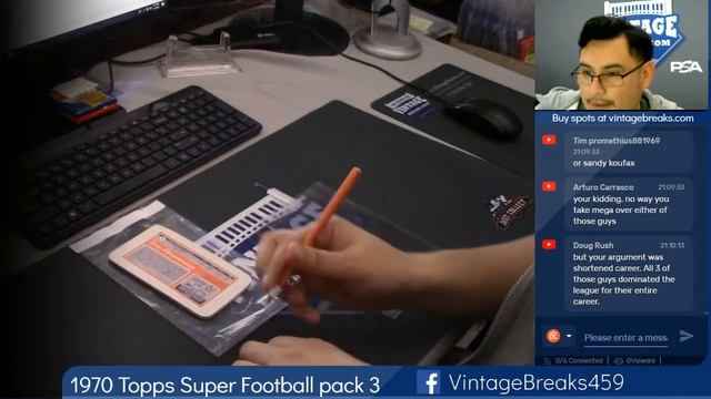 01-04-2019 1970 Topps Super Football Pack 3 Break Opening Video