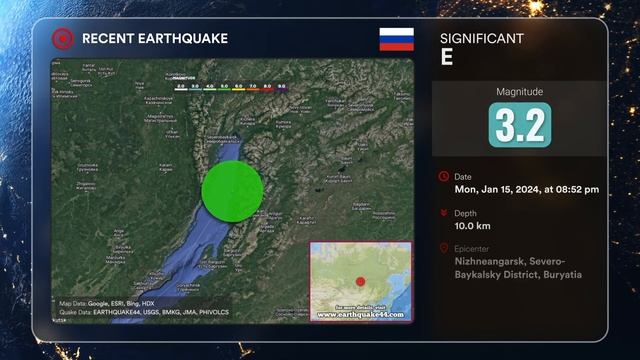 Latest Russia Earthquake (Jan 15, 2024) - M 5.4 - 68 km NW of Kurumkan, Russia