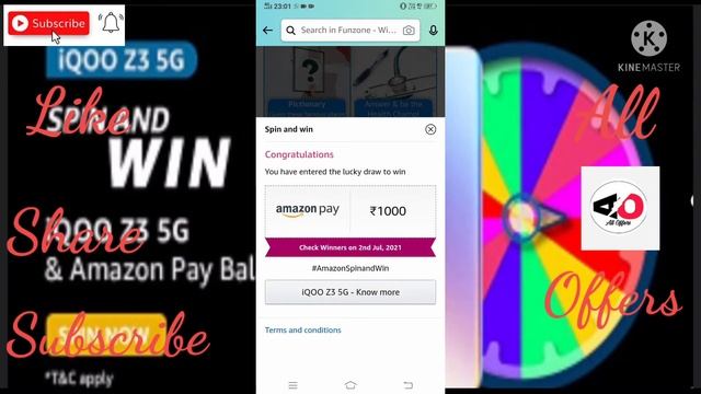 #QuizTimeMorningWithAmazon  Amazon iQoo z3 & Unlock Rewards Spin And Win Amazon Pay | | June 02 202