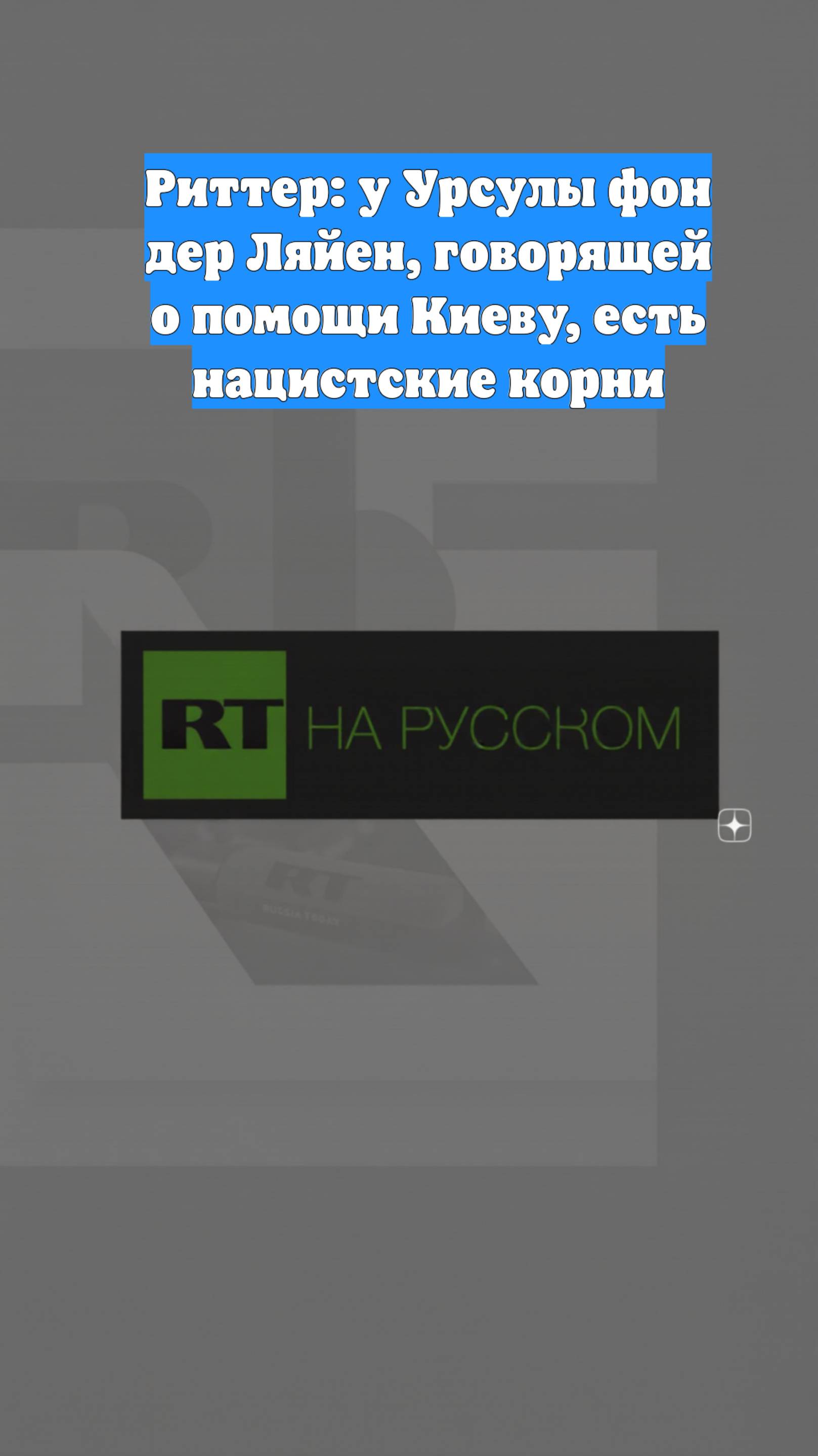 Риттер: у Урсулы фон дер Ляйен, говорящей о помощи Киеву, есть нацистские корни