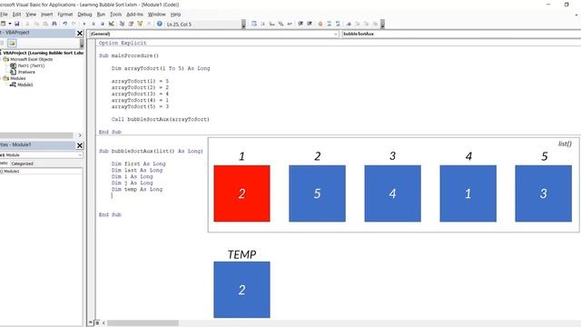 24. Сортировка с помощью Bubble Sort (Серия VBA 24)