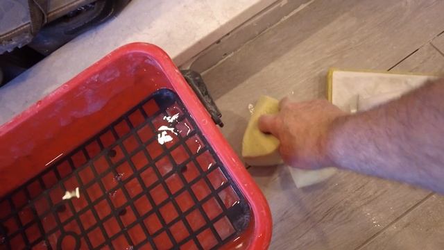 Grouting all the tile. Master Bathroom install part  22