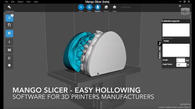 HOLLOW MODE DENTAL MODEL with MANGO3D slicer