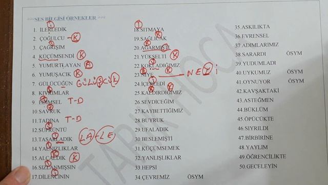 Ses Bilgisi 50 Zor Örnek Bir Tarık Hoca Klasiği  & ÖSYM'nin Sorabilecegi 50 Sözcükteki Ses Olayları