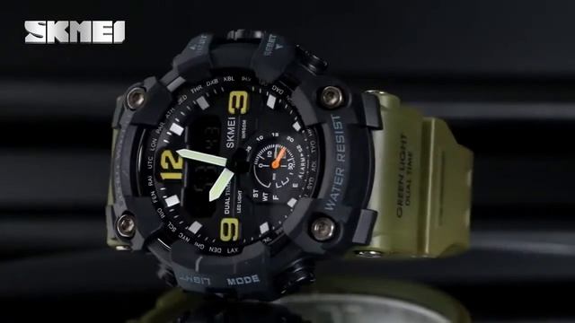 SKMEI 1637 Fashion Men Military Watch 👌 Sport Style Waterproof LED Light Chrono  Alarm Clock