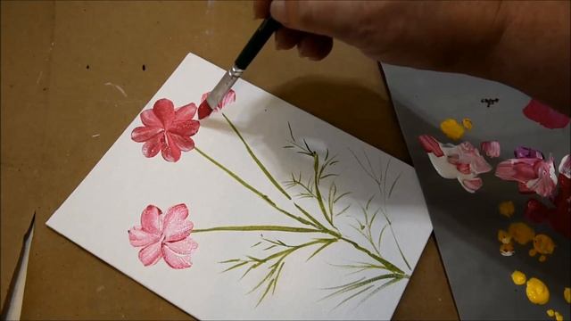 Easy  Paint Cosmos Flowers One Stroke | Pamela Groppe Art