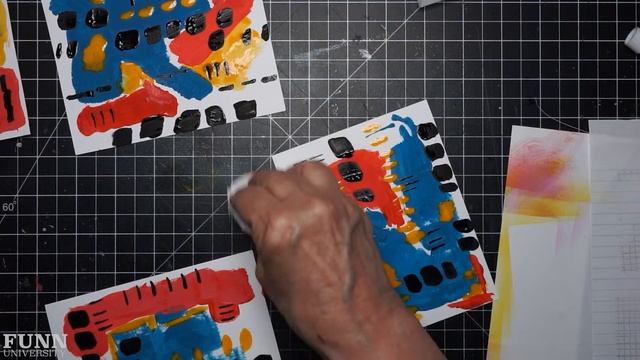Abstract Painting with Gesso for Cool Cards