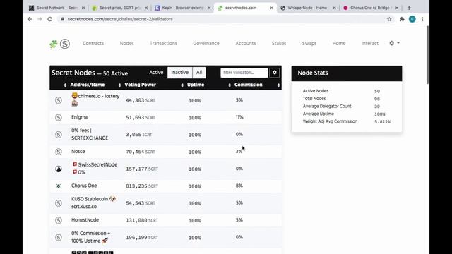 How to choose and delegate validators on Secret Network using Keplr wallet