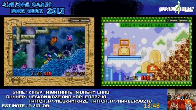 Kirby: Nightmare in Dream Land - Speed Run Race (0:35:27) Nes VS Mapler [GCN]