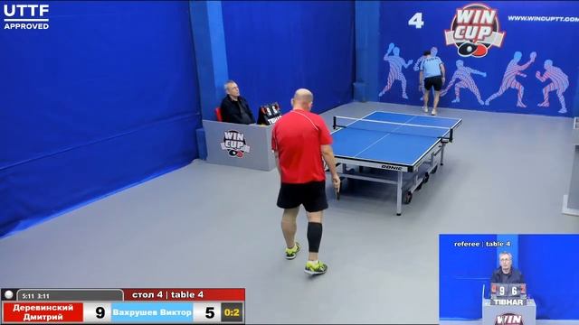 16:30 Деревинский Дмитрий 3-2 Вахрушев Виктор стол 4 ЮГ- 3 08.11.20