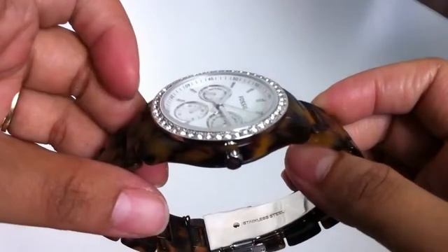 Women's Tortoise Fossil Stella Glitz Watch ES2456