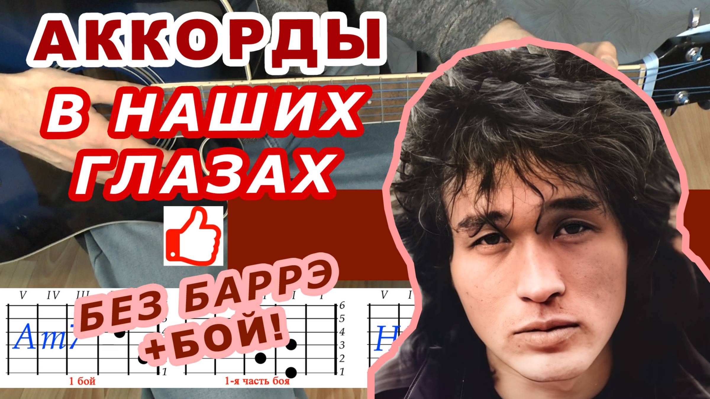 В НАШИХ ГЛАЗАХ Аккорды 🎸 ВИКТОР ЦОЙ группа КИНО ♪ Разбор песни на гитаре Без баррэ♫ Для начинающих