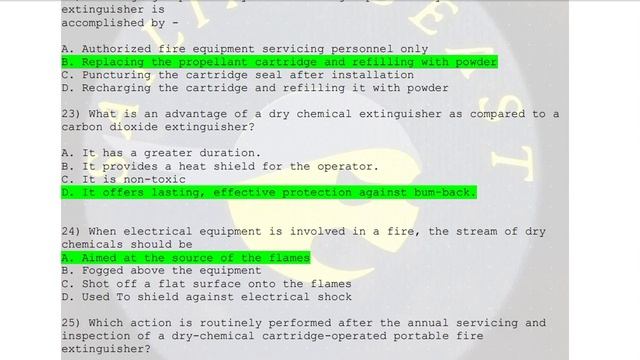 Refresher AFF & FPFF Exit Exam DG Shipping Questions With Answers Combined Set 7