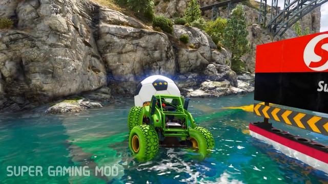 hombre araña en carro|superheros offroad truck bus vs wind fan impossible GTA 5 challenge in water