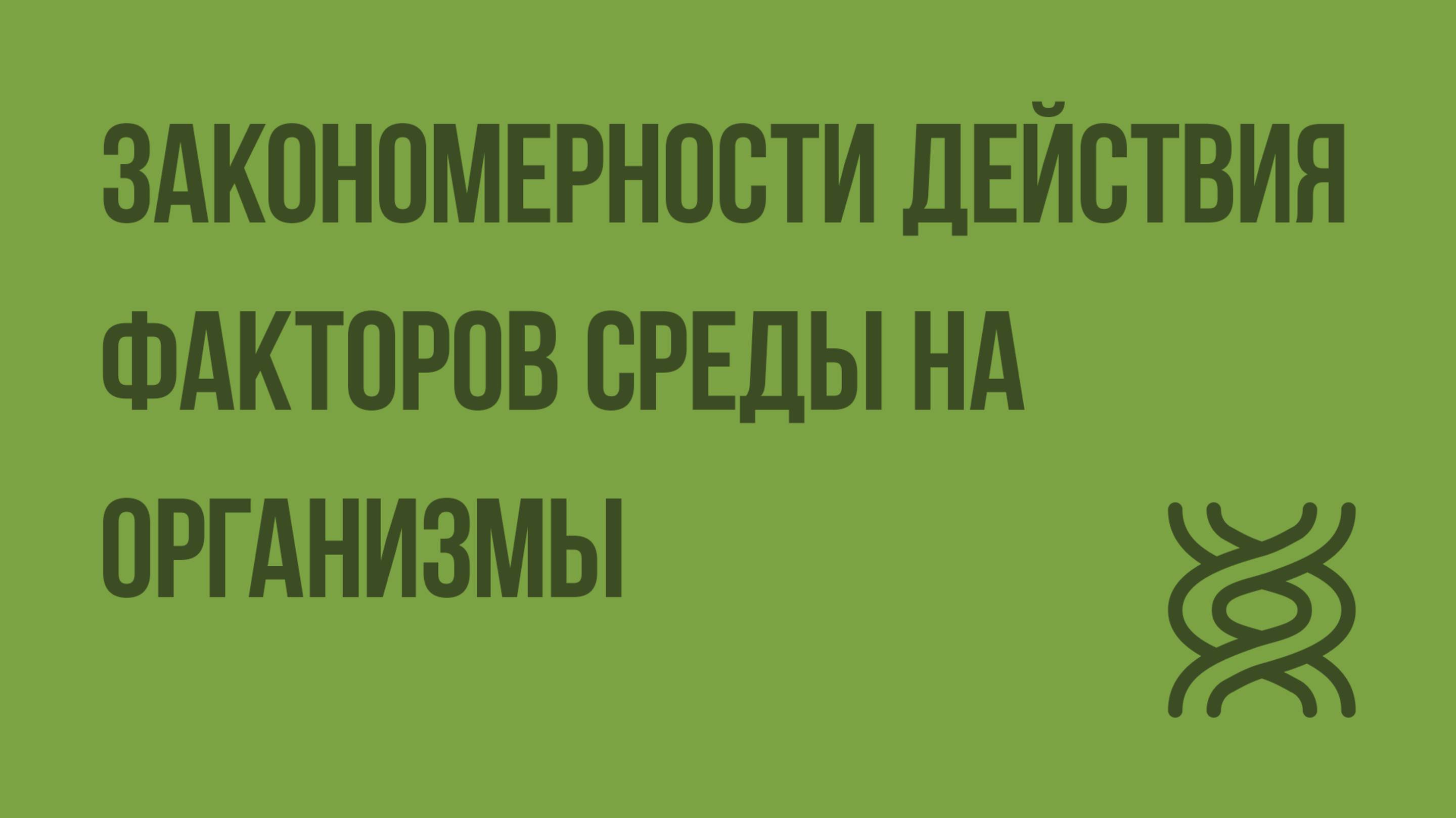 Закономерности действия факторов среды на организмы. Видеоурок по биологии 9 класс