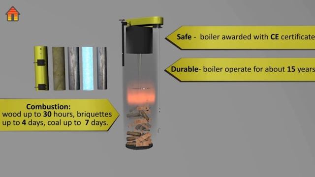 Caldaia Stropuva S20BIO da 30 kW utilizza il principio di combustione "top-down" fiammifero acceso.
