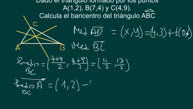 NSC Vivero: Cálculo de la ecuación de la mediana de un triángulo y del baricentro