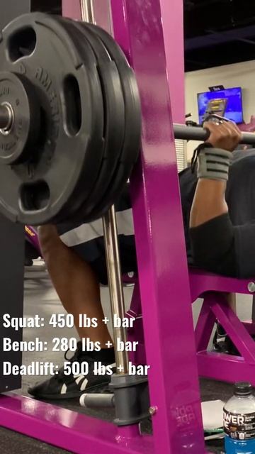 Powerlifting At Planet Fitness: Smith Machine Squat 450+ lbs, BP 280+ lbs, Deadlift 500+ lbs #short