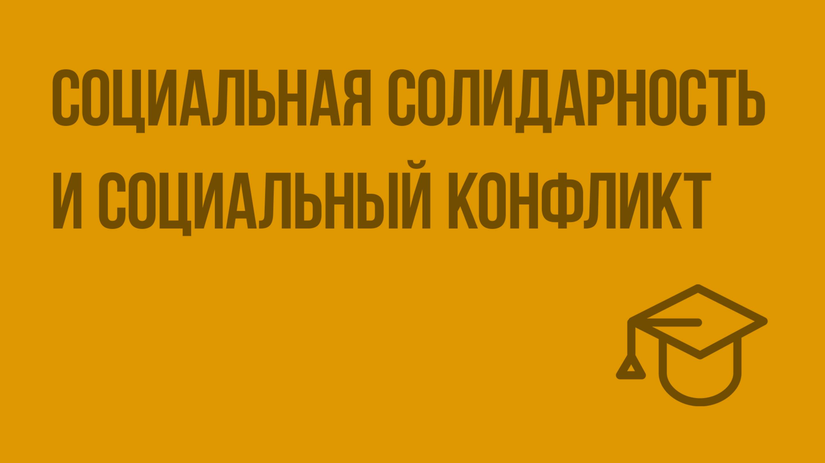 Социальная солидарность и социальный конфликт. Видеоурок по обществознанию 11 класс