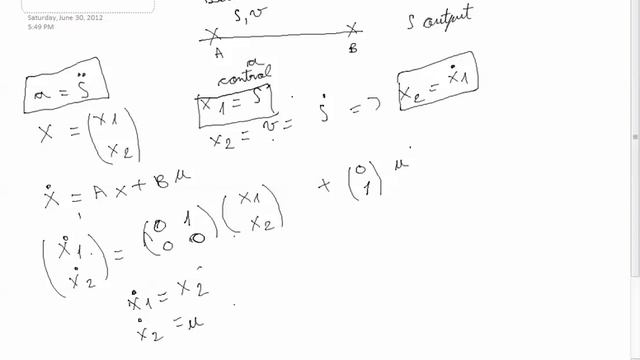 Control Theory - State space representation