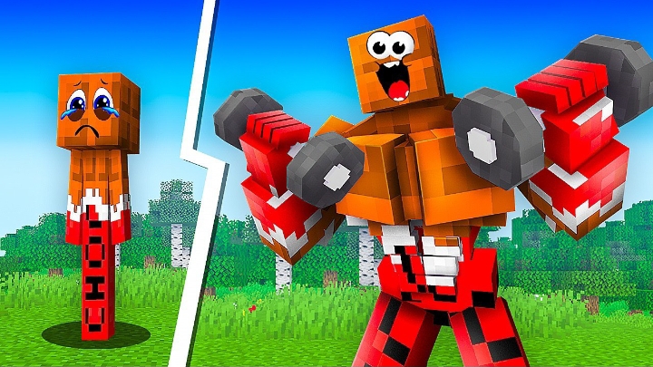 📹 💪От СЛАБАКА до МУСКУЛИСТОГО КАЧКА за 24 Часа в Майнкрафт! Minecraft → 👤 ВЛАДУС →