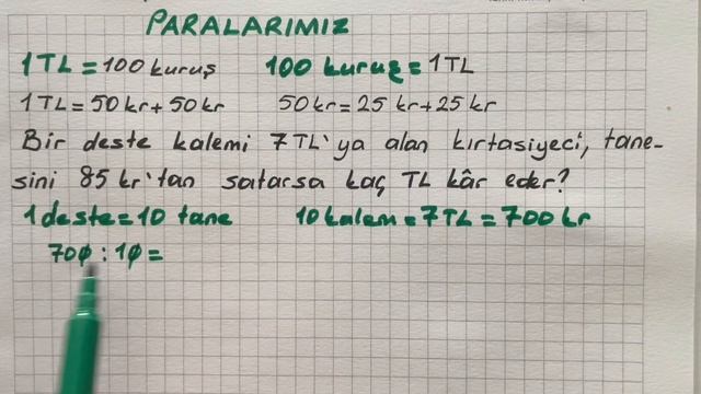 3.SINIF PARA PROBLEMLERİ.LİRA İLE KURUŞ İLİŞKİSİ #lira #para 3sınıf