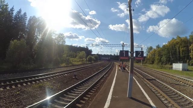 Электропоезд ЭР2Т-7100 прибытие станция Пожитково 9.08.2016