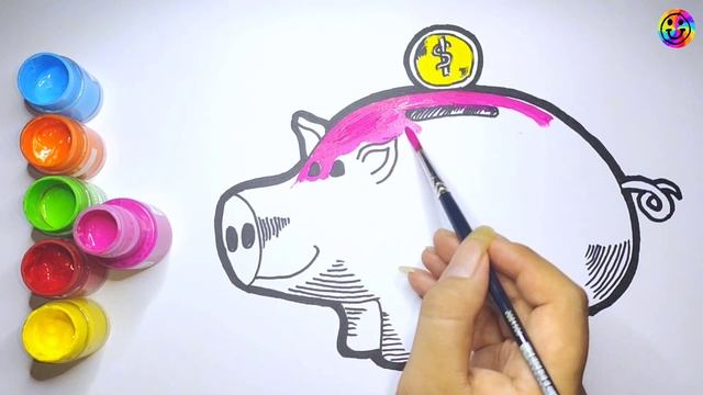 Drawing piggy bank coins for children and toddlers | coloring & painting together